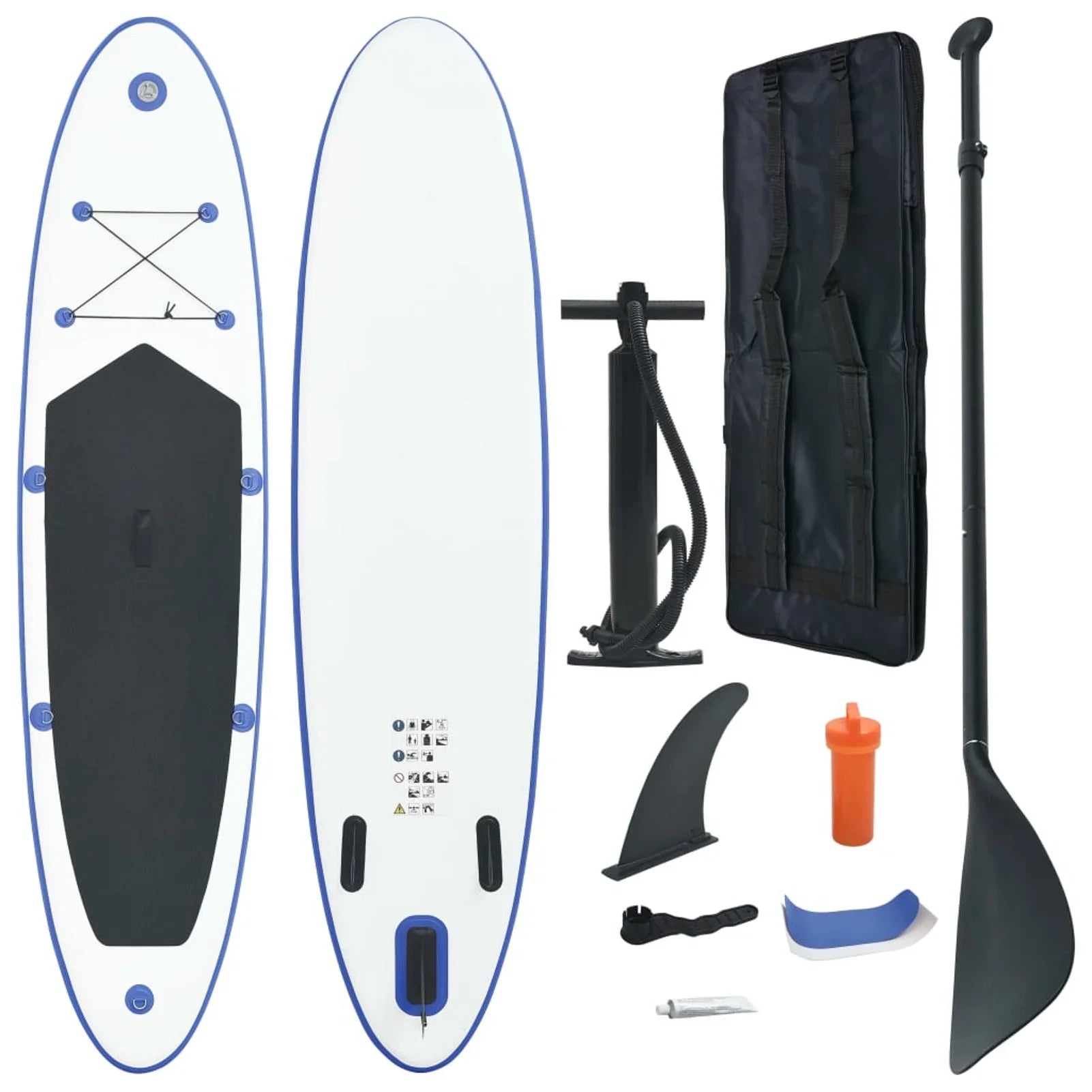 Paddleboard Inflatable White Blue Set and