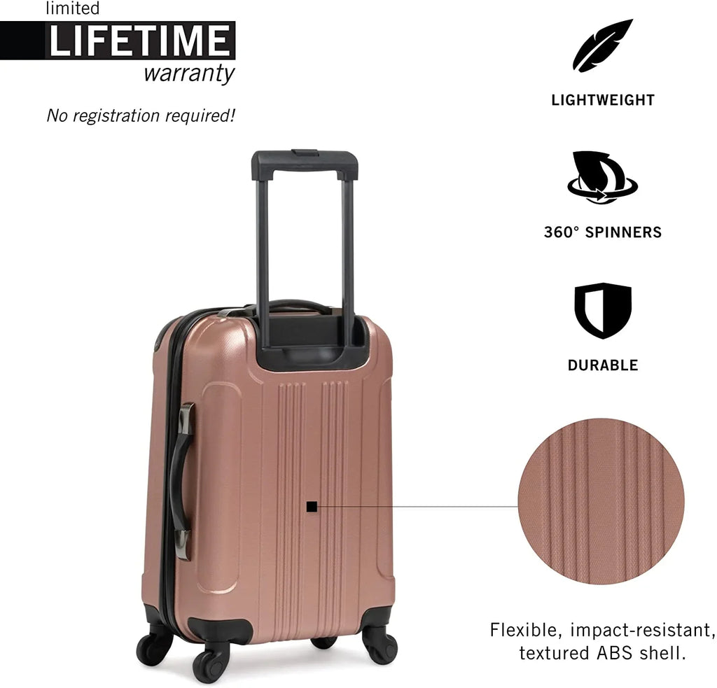 REACTION 24-Inch Bounds Suitcase, Durable Rose Size 4-Wheel Of Gold, Cole Checked Out Hardshell Lightweight Cabin Kenneth Travel Spinner