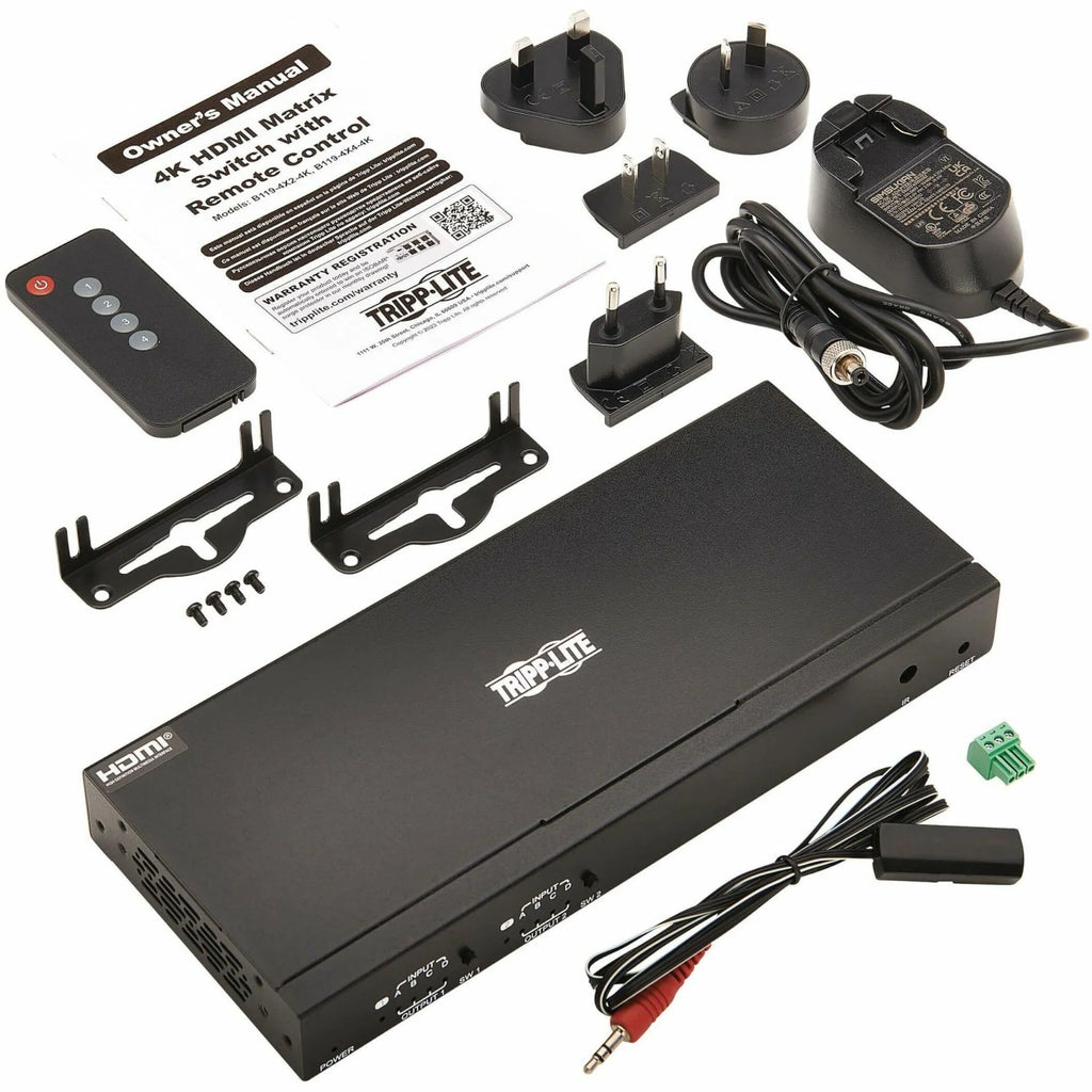 Switch/Splitter Matrix Remote 4K 4x2 Tripp - - 60 x ... - Display, 3840 1080p2 Computer, Lite - and TAA Support, HDR, with Hz, 2 4:4:4, 4K Signage, Control x Blu-ray Multi-Resolution 2160 HDMI Digital
