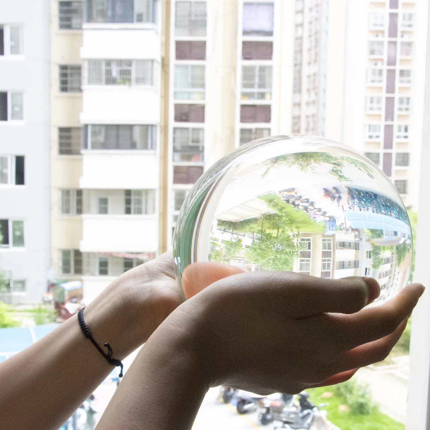 Clear Wood Ball, Gift Crystal for Marbles bimiti Magic Stand Witch Ball Glass with 5.9" Glass Large 150mm Sphere
