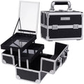 Makeup Organizer Makeup Mirror Cosmetic Storage Train Joligrace Case with Trays 2 Case Box Lockable