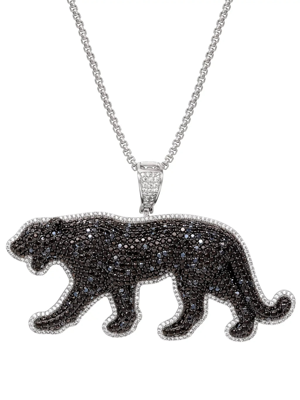 Pendant, Men's O'Neal Panther Silver Chain Shaquille Diamond Simulated 24" Sterling