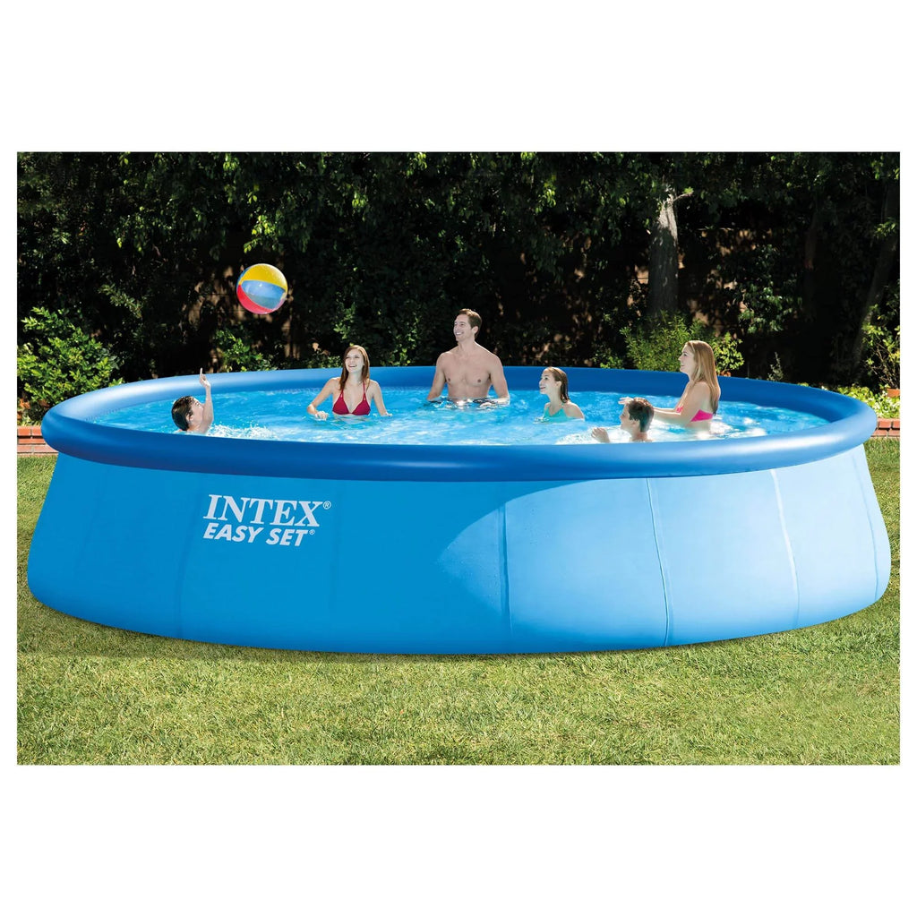 Ground & Frame Inflatable x Cover 18ft Pump Metal Round Pool with Ladder, Intex Above 48in