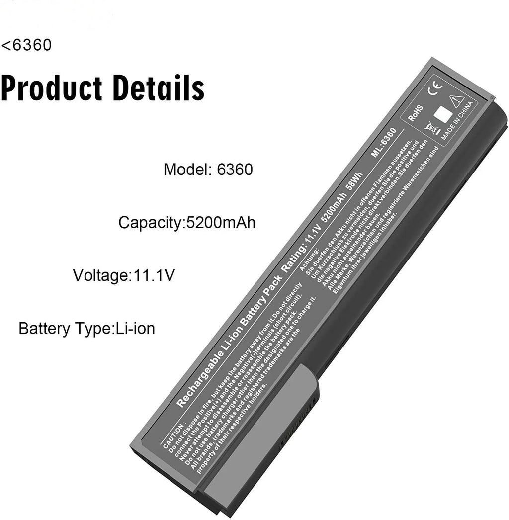 For 6570B 8460P HP Battery EliteBook Laptop 8560P ProBook EliteBook 8470W 6360b