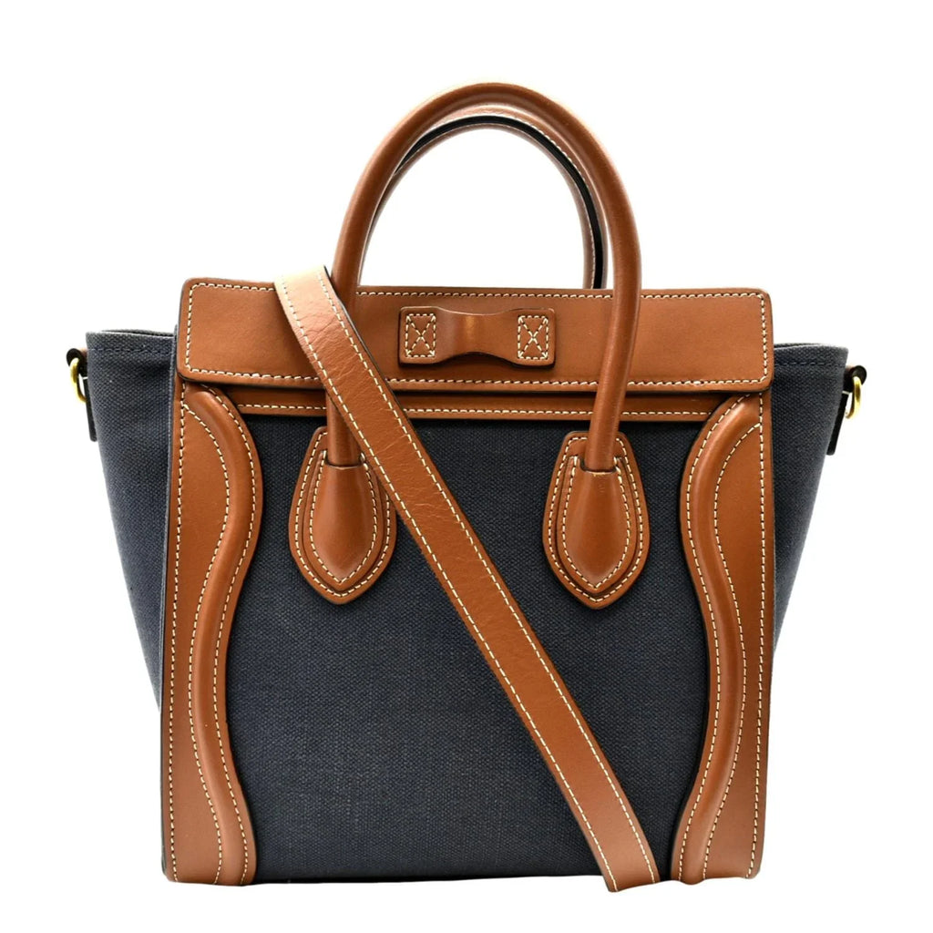 Tote Bag Leather Luggage Pre-owned Denim Bicolor Crossbody CELINE