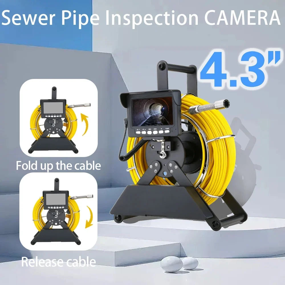 with Monitor Drain Battery Sewer 22MM 4.3 Endoscope Camera, 4500mA Industrial 1000TVL IP68 Sewer Pipeline Inspection 20m
