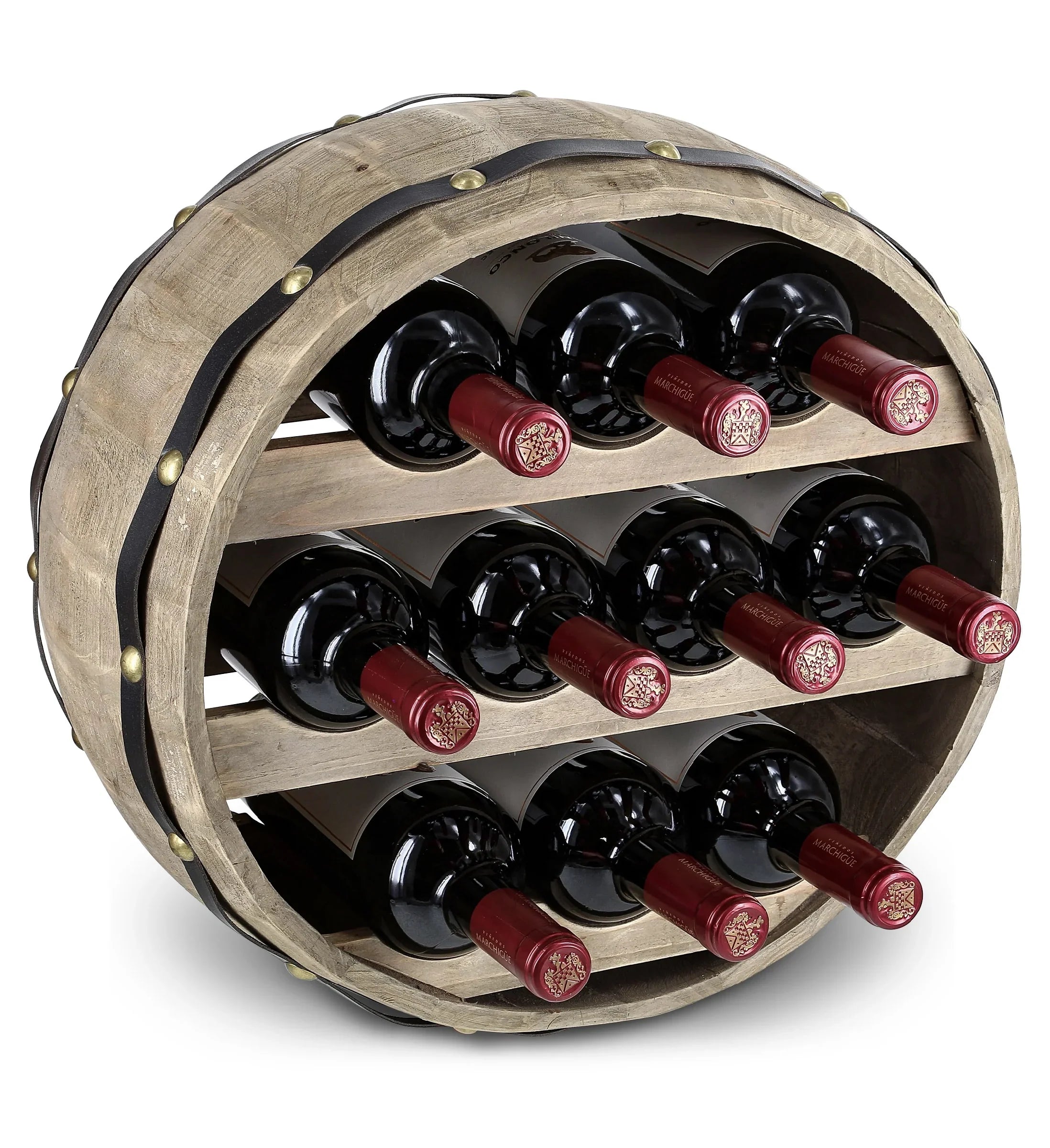 Wood Global Wall Rack Natural Wine Mounted Barrell Cota
