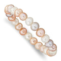 QQH5465 Stretch FWC 8-9mm Bracelet White/Pink/Purple Pearl