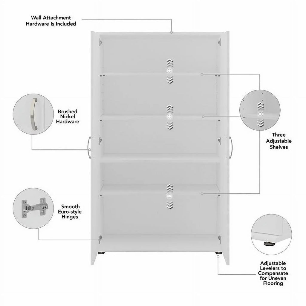 Wood Garage in - White Pemberly Row Engineered Cabinet Storage Tall