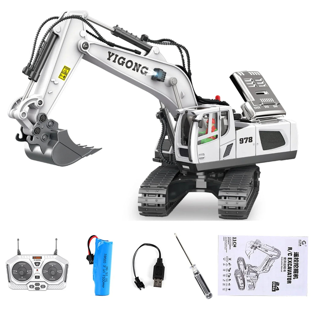 Control Transmitter TOy Construction ExcavaTOr with Metal Functional ExcavaTOr Full Channel Remote 11 2.4Ghz YHAIOGS Shovel and