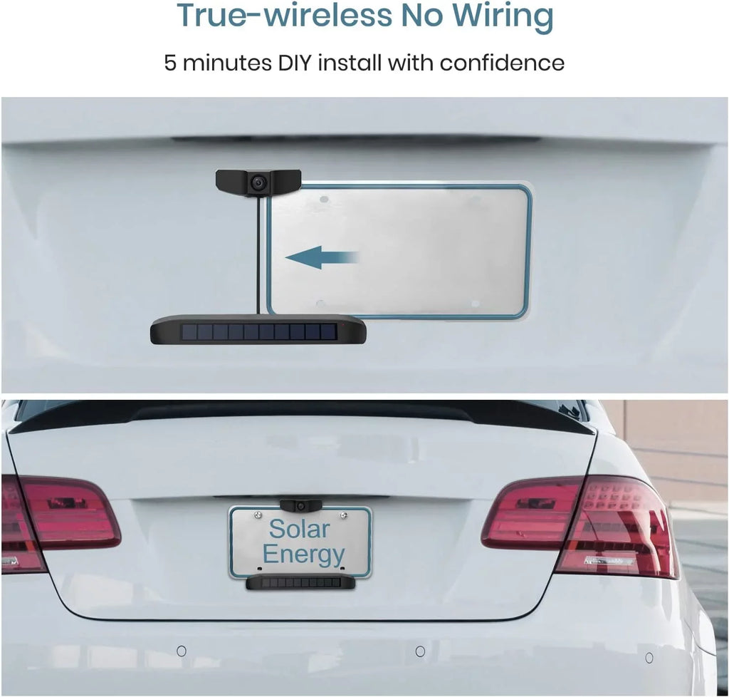 Night Vision Solar Backup Wiring Digital Pro BOSCAM Install Wireless No Camera Vehicle, DIY Rear Camera with No Wireless View Drilling SunGo for Most