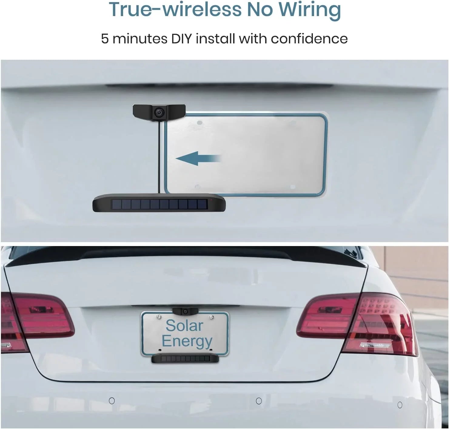 Night Vision Solar Backup Wiring Digital Pro BOSCAM Install Wireless No Camera Vehicle, DIY Rear Camera with No Wireless View Drilling SunGo for Most