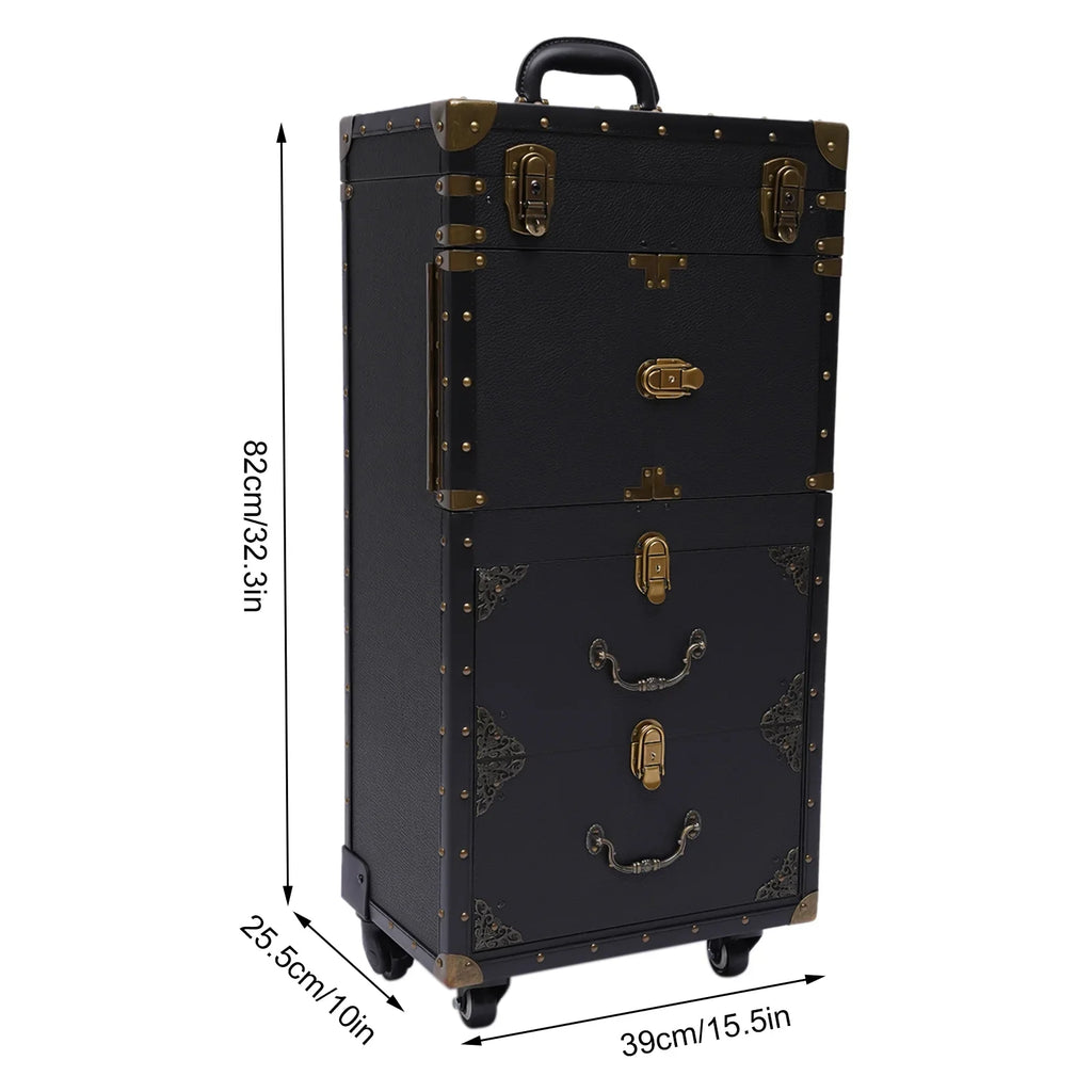 with Miumaeov Organizer Train Box Case, Tool Rolling Makeup Holder Dryer Lockable Stylist Travel Trolley Luggage, Beauty Cosmetic Salon Hair Hairdressing