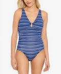 One Harper Lauren Stripe 16 Piece Swimsuit, US Hardware-Trim Ralph NAVY Tummy-