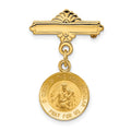 Medal Scapular Heart X Queen Yellow Pin Gold Of sacred (25 17 The mm Holy mm) Reversible 14K