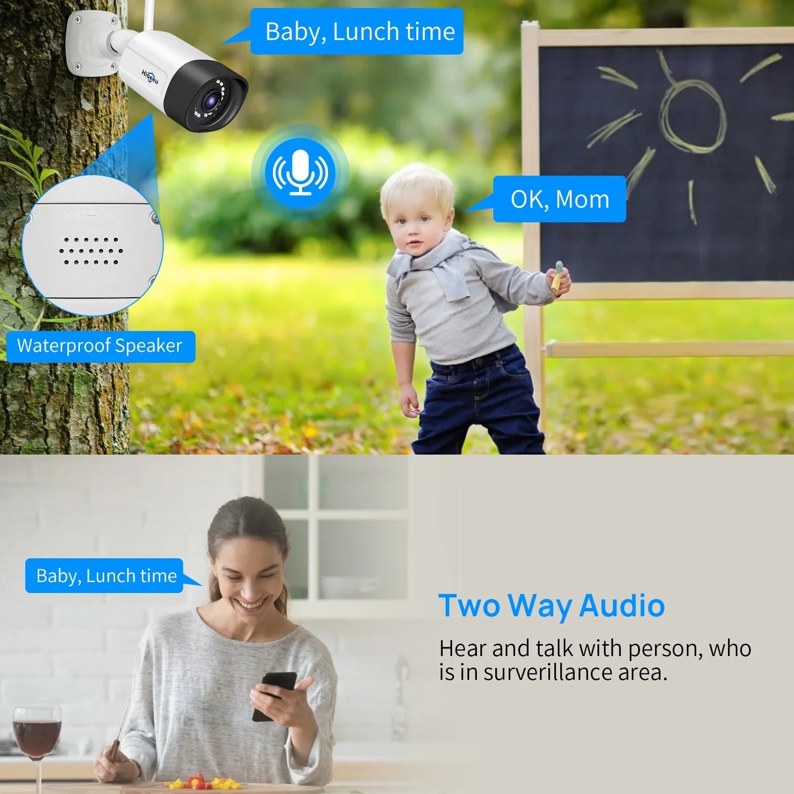 Hard 3MP Audio,IP66 Vision,Motion Waterproof,64ft Hiseeu Wireless System 8Pcs Cameras WiFi Wireless 3TB Security Security Home System Night IR WiFi 2-Way Drive, Security Detect Camera with with