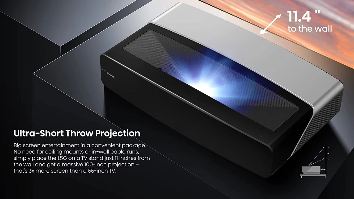 with Additional Short Hisense 100L5G Android with Epic (2022) TV 2 ALR Throw Screen Protect Ultra Year 100-inch Laser Coverage by TV 4K