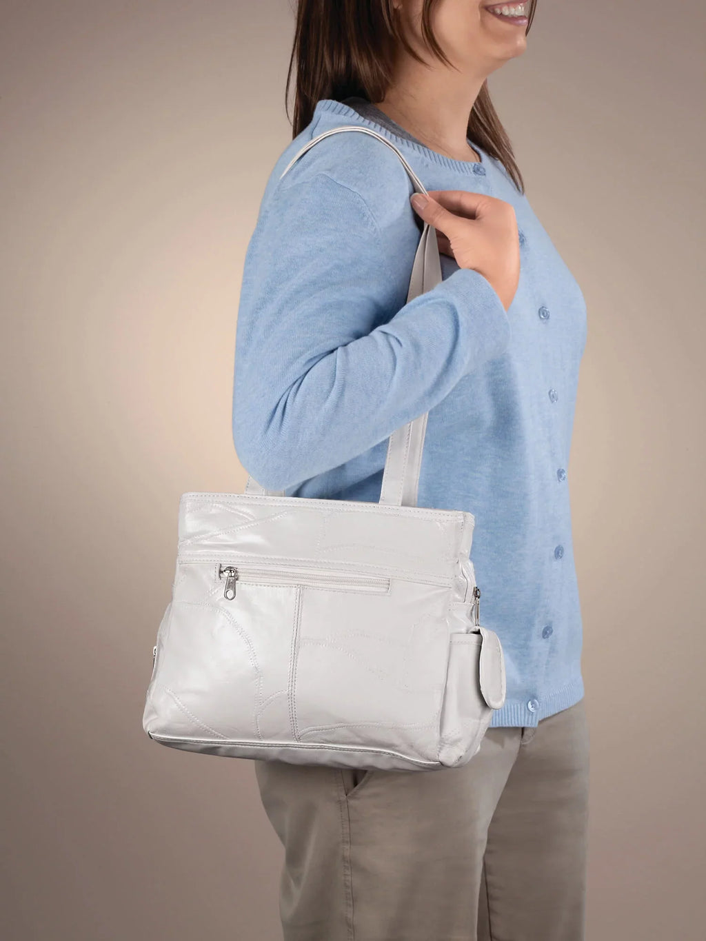 Leather White Handbag