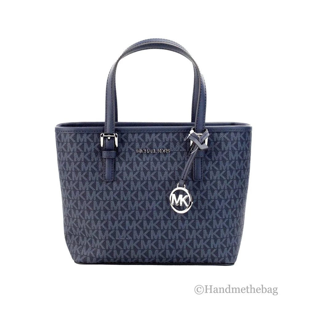 Navy Leather Top XS Set Carryall Kors PVC Michael Jet Zip Purse Bag Tote