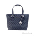 Navy Leather Top XS Set Carryall Kors PVC Michael Jet Zip Purse Bag Tote