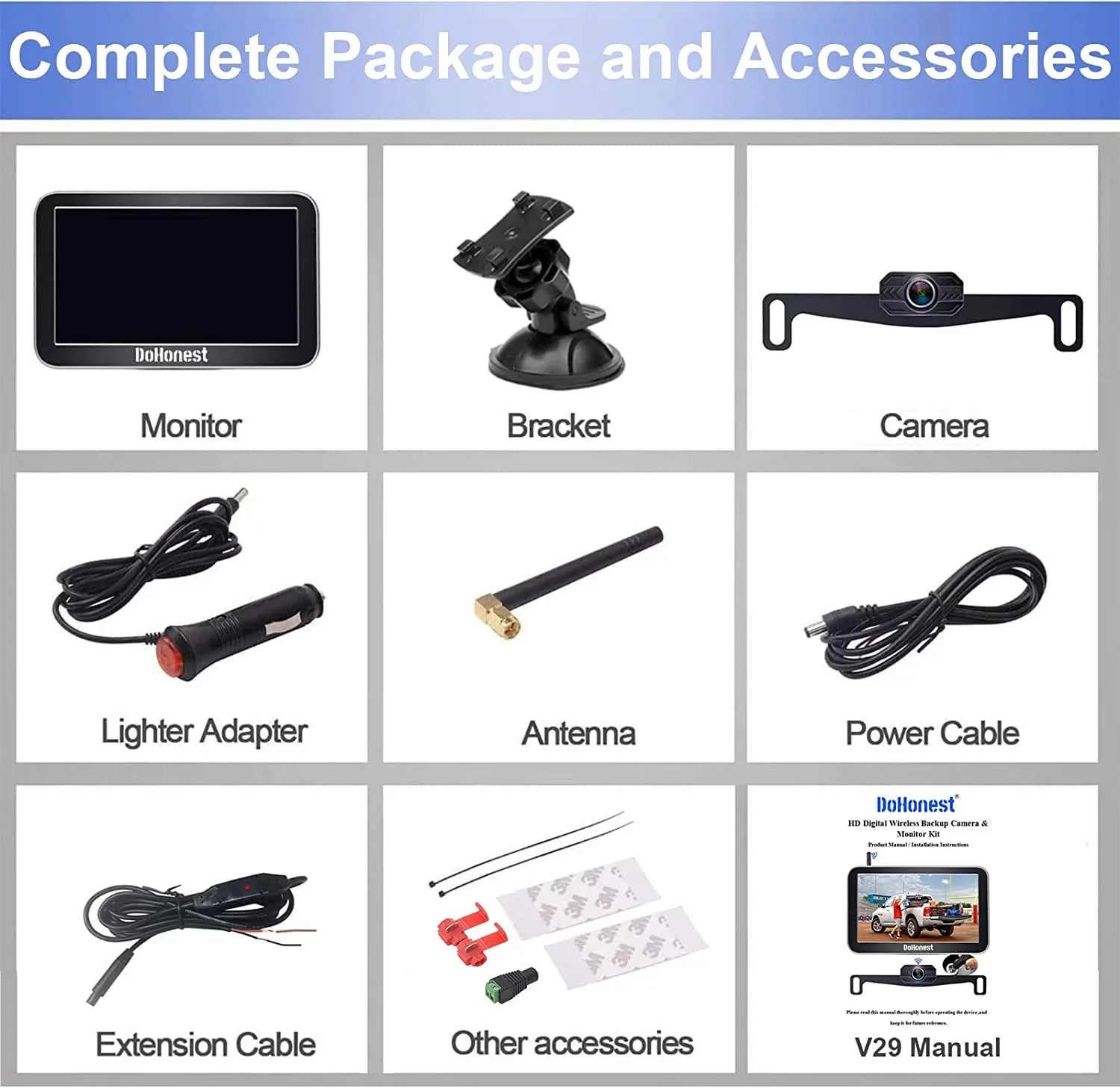 Camera Cam HD Reverse DoHonest 2 Play Backup Signal vision Monitor 1080P Car Auto-Switching Van Install 7-Inch: for Stable Plug Bluetooth Kit Channel Pickup Easy to Truck V Wireless and Night Camper