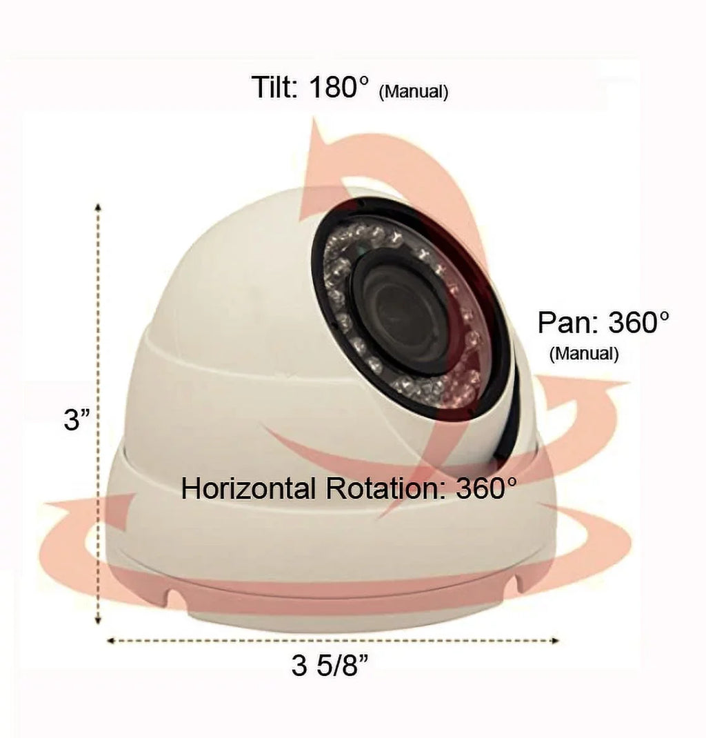 Camera Lens CVI, Full-HD Outdoor Indoor DayNight Dome Megapixel 4in1(HD-TVI, CVBS) Camera WDR Security 1080P 2.4 HomeOffice 1920x1080 101AV True AHD, IR Fixed 12VDC 2.8mm STARVIS SONY (Charcoal)