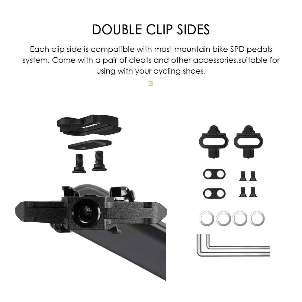 Double with Clip Pedals MTB Optimal Transfer Sided for Cleats Efficient Pedals
