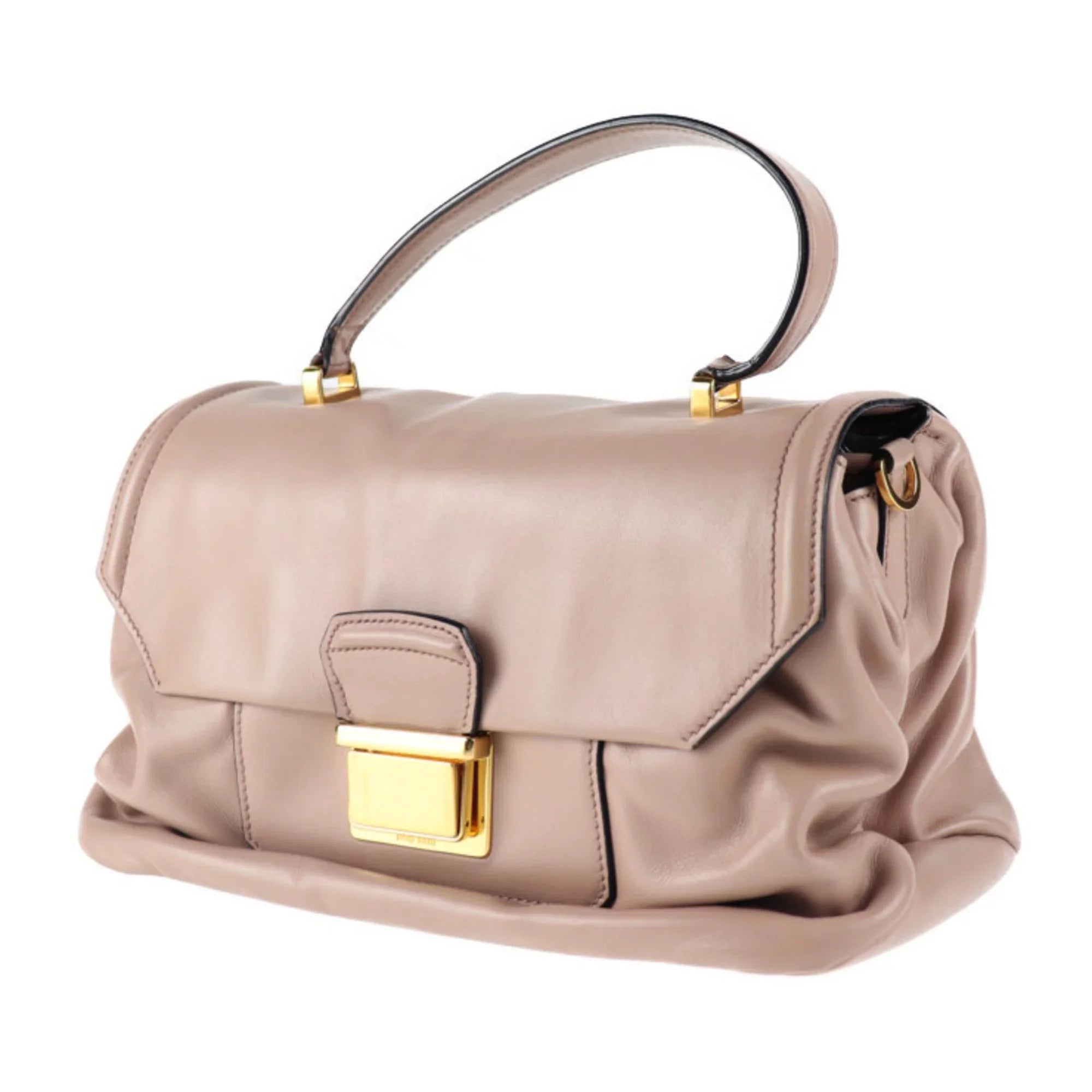 CAMMEO beige (Good) pink handbag Miu Miu RN1079 MIUMIU 2WAY leather Pre-Owned