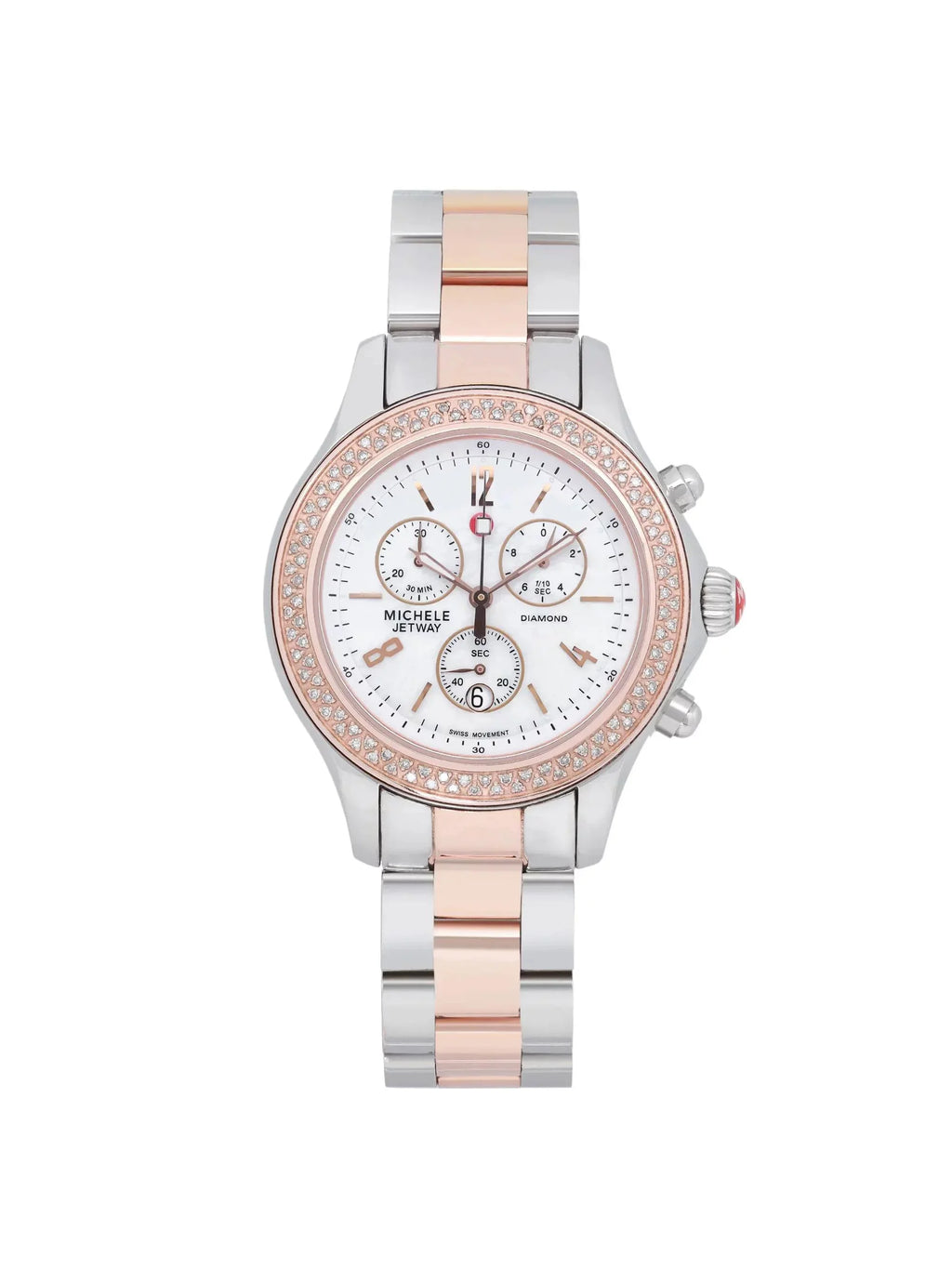 Watch 40mm Michele Steel Quartz Diamond MWW17A000017 0.50cttw Jetway Ladies