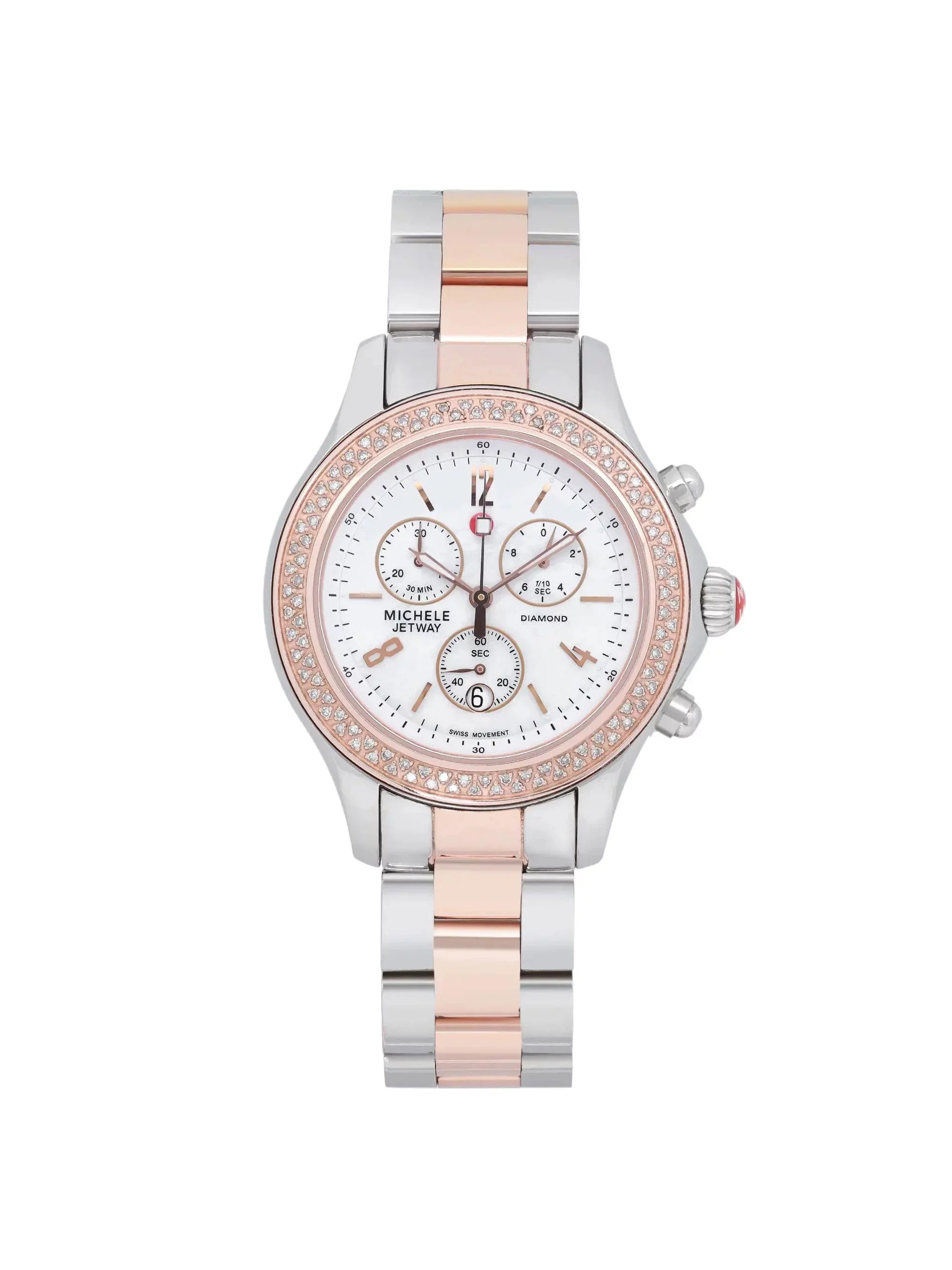Watch 40mm Michele Steel Quartz Diamond MWW17A000017 0.50cttw Jetway Ladies