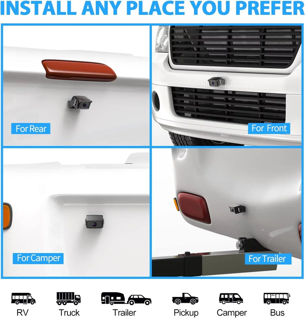 Truck Camera IP69 Camera eRapta Wired Backup Car HD 10'' Backup 1080P Trailer for or Van Monitor RV Waterproof