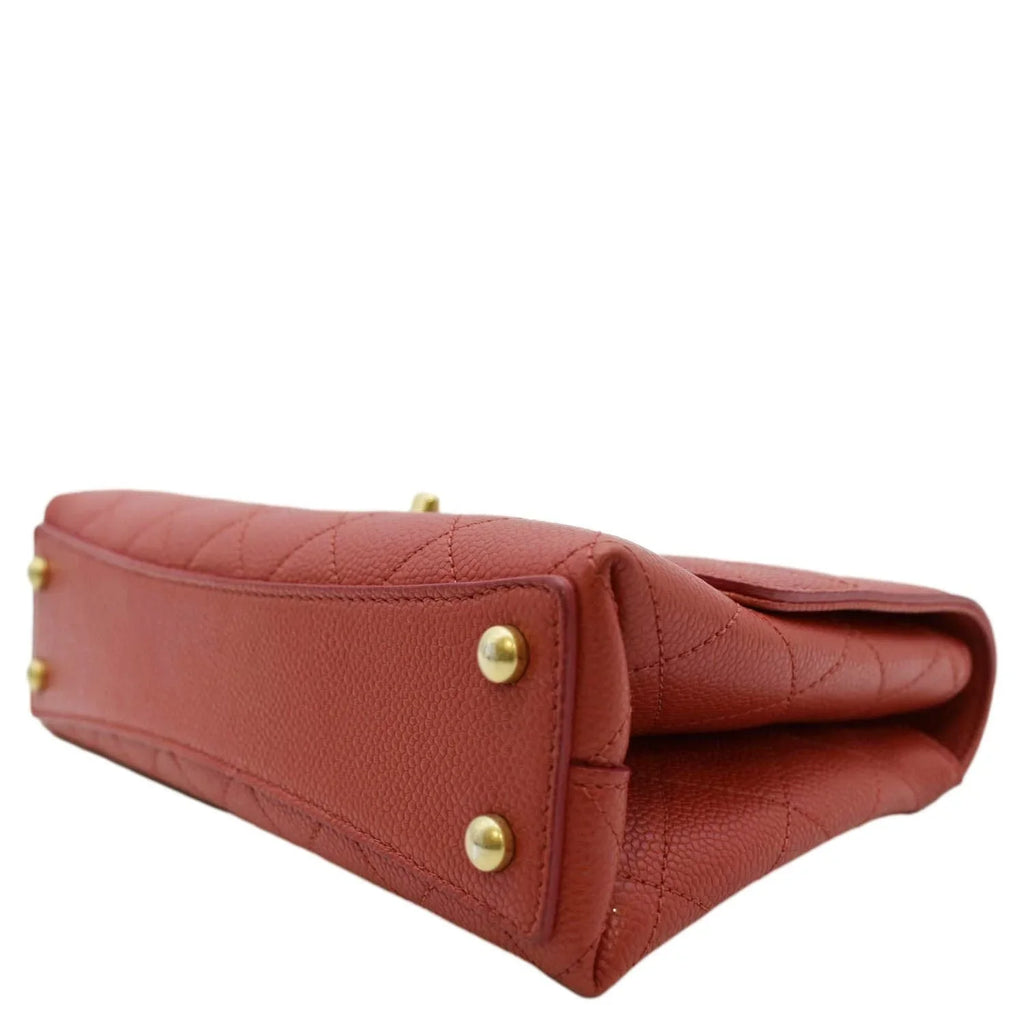 Bag CHANEL Caviar Crossbody Red Pre-Owned Chic Leather Small Stitched Quilted Flap Affinity