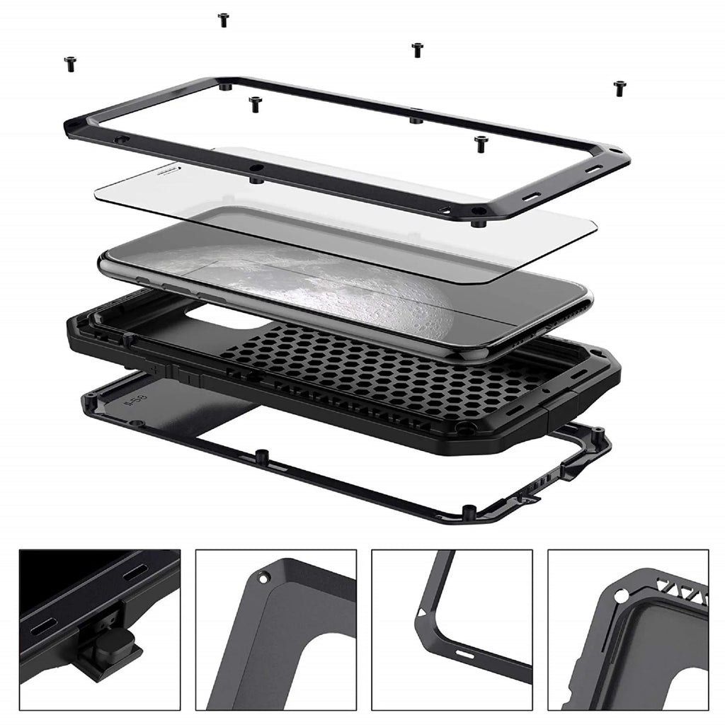 Heavy Scratch Case Military Metal Travel Rugged (Silver) and Outdoor Protection, Shockproof 6 Gorilla iPhone Grade Glass Resistant Aluminum Duty