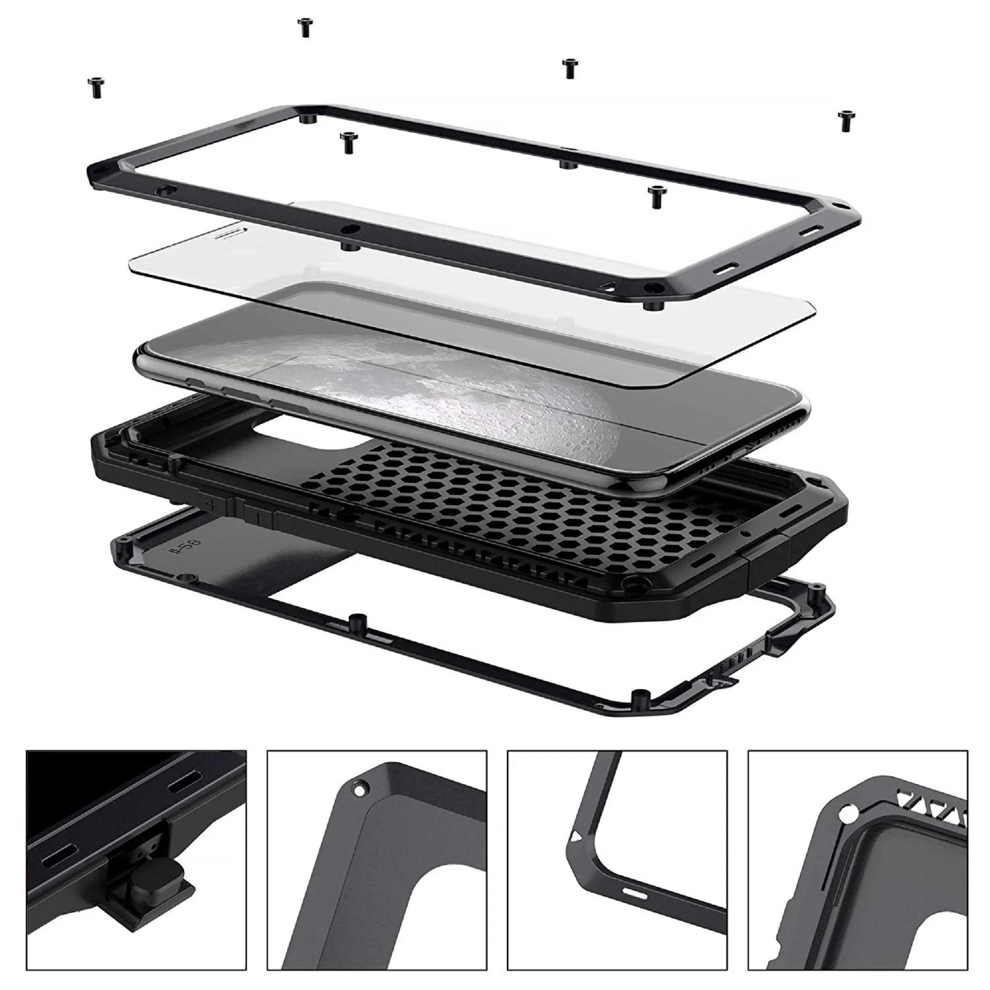 Heavy Scratch Case Military Metal Travel Rugged (Silver) and Outdoor Protection, Shockproof 6 Gorilla iPhone Grade Glass Resistant Aluminum Duty