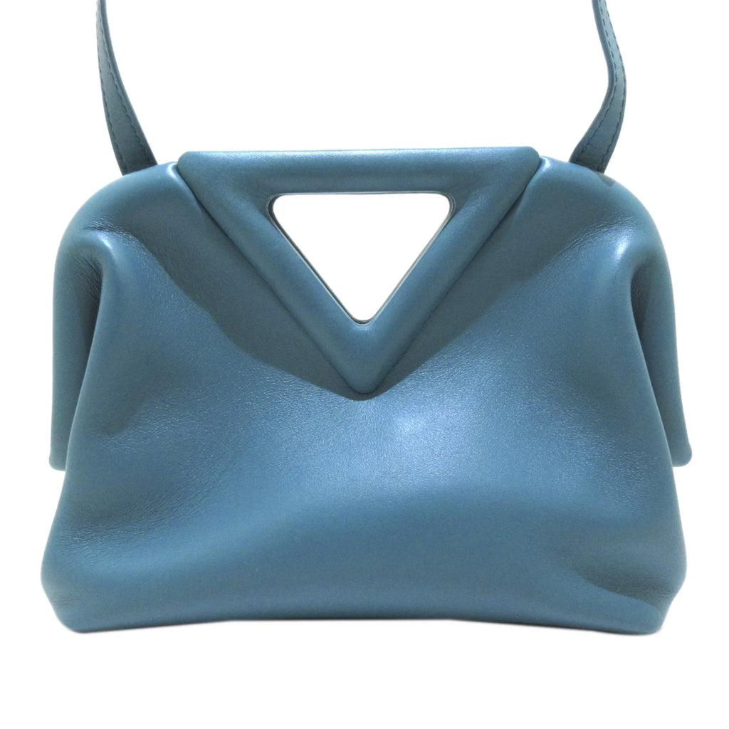 Women Bottega (Good) Blue Pre-Owned Leather Point Satchel Calf Authenticated Veneta