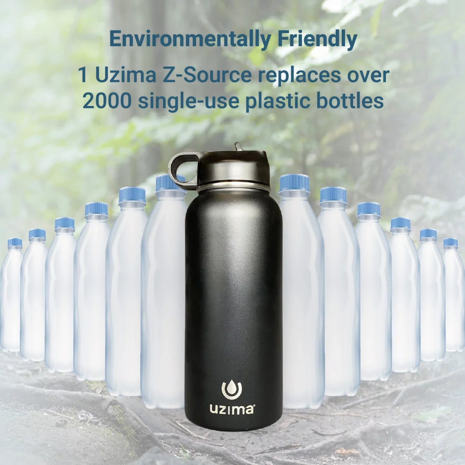 Camping, Water Purification the Hiking, Uzima Capacity Z-Source - Water Large Go. on 32oz and Travel. Bottle for Backpacking, Steel with (Black) Stainless Double-Walled Exterior. Filtered