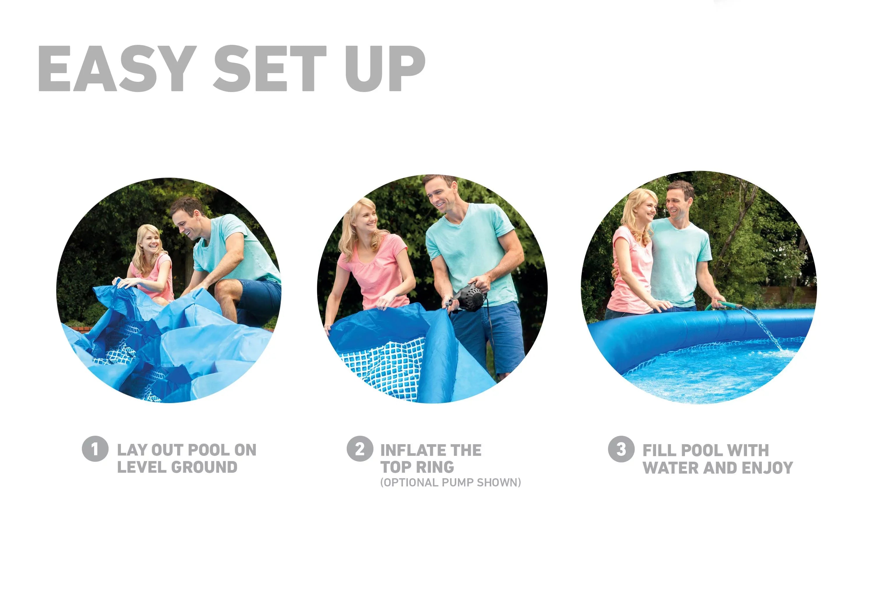 Ground & Frame Inflatable x Cover 18ft Pump Metal Round Pool with Ladder, Intex Above 48in
