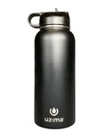 Camping, Water Purification the Hiking, Uzima Capacity Z-Source - Water Large Go. on 32oz and Travel. Bottle for Backpacking, Steel with (Black) Stainless Double-Walled Exterior. Filtered