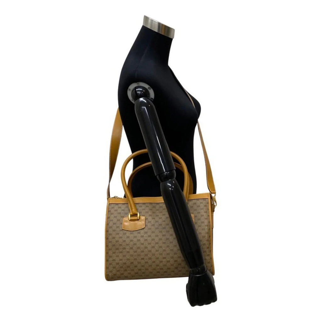 Gucci Genuine GUCCI Vintage Pre-Owned Old Shoulder 2way Handbag Bag Leather Micro Brown GG (Good)