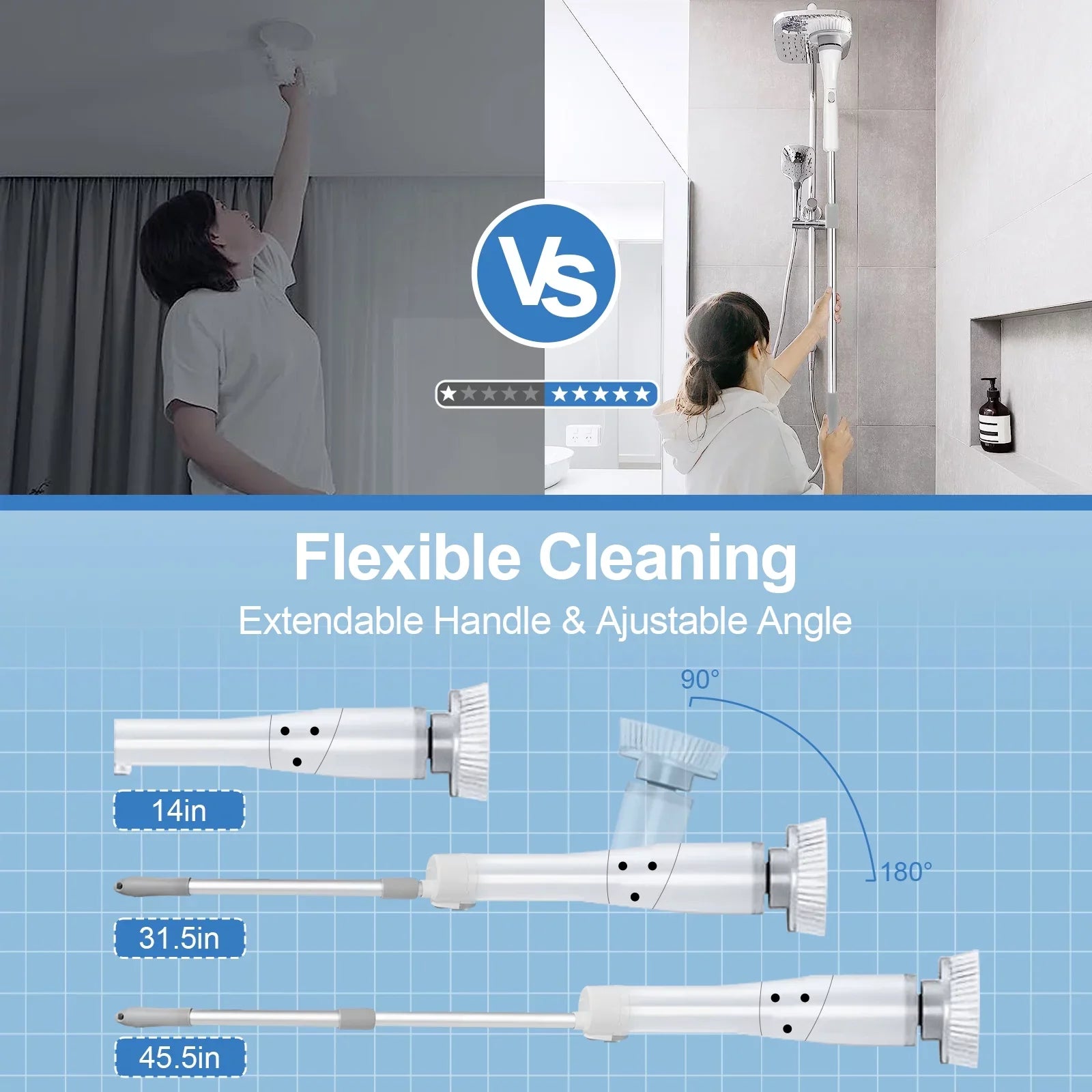 for Replaceable Spin 6 Tile, Cleaning Cordless Brush, Fixdono Bathtub, Heads Floor Scrubber, Scrubber Bathroom Electric Cleaning