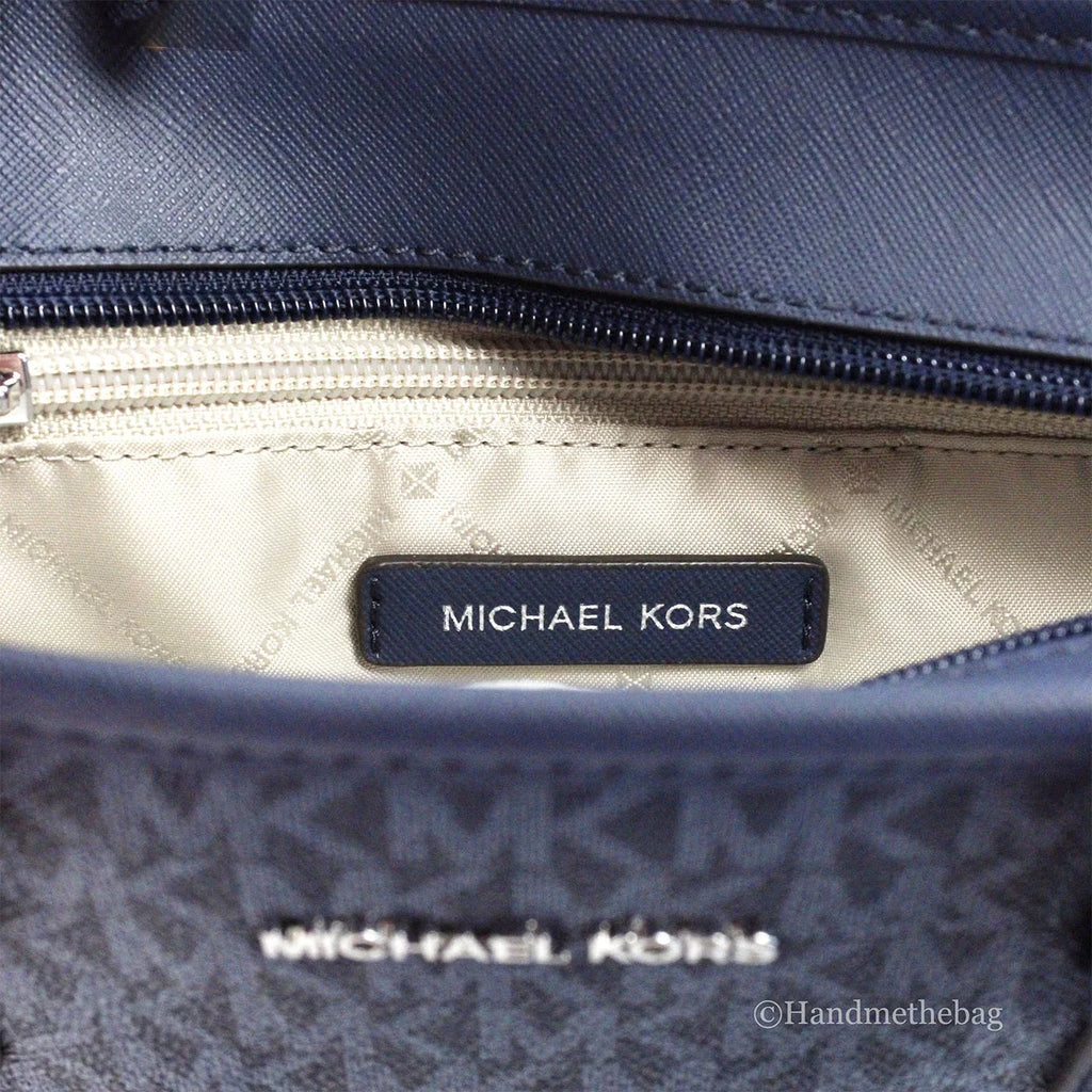 Navy Leather Top XS Set Carryall Kors PVC Michael Jet Zip Purse Bag Tote