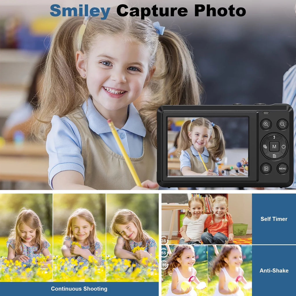 SEREE SD 4K Autofocus 44MP Shoot Compact Point 32GB 16X 2 Batteries with Digital Digital Camera with Portable and Cameras Digital Card and Camera Zoom, 2.4''