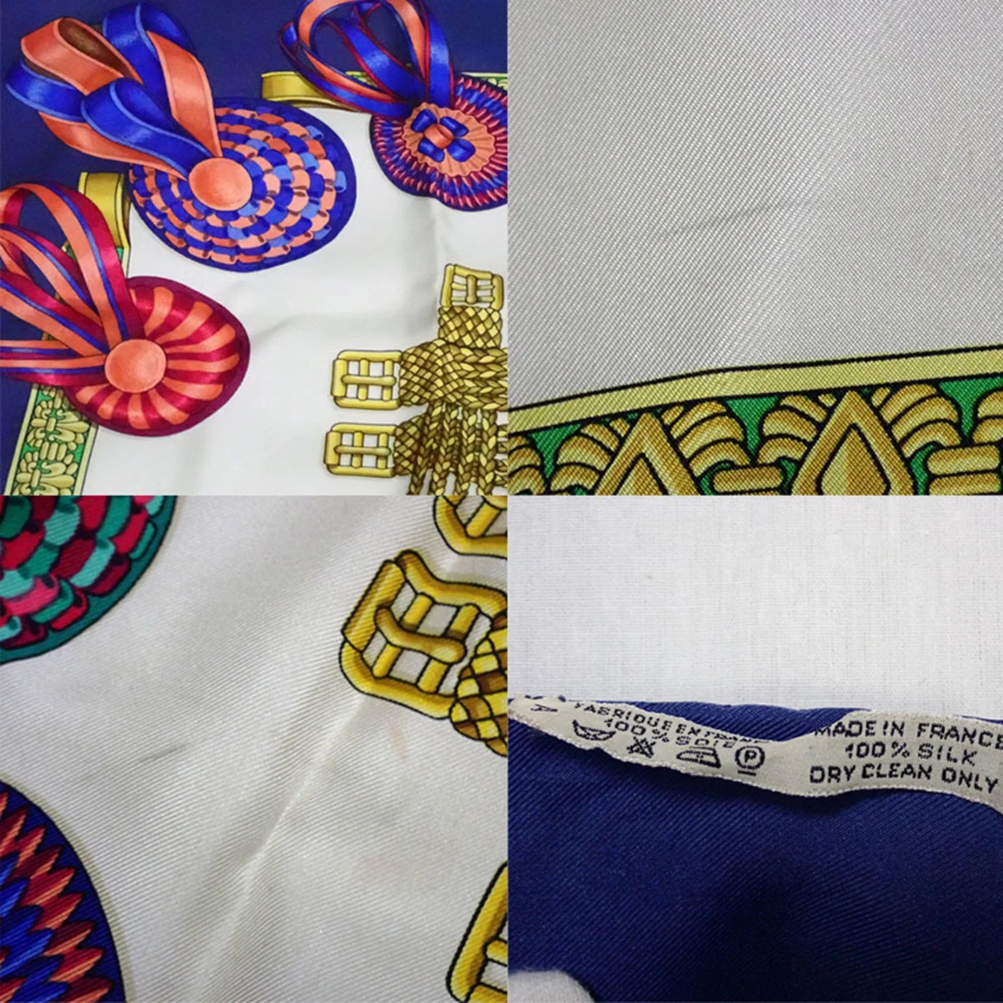 Pre-Owned Ribbon (Good) Muffler Silk Scarf Horse HERMES LESRUBANSDUCHEVAL