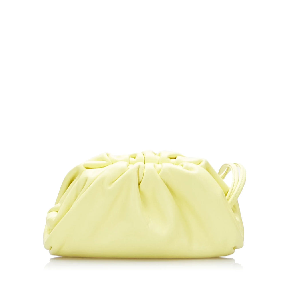 Pre-Owned The Pouch Bottega (Good) Yellow Bag Leather Crossbody Calf Authenticated Unisex Veneta