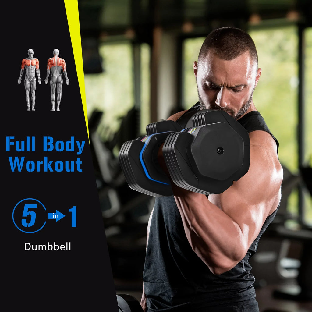 Suitable 55lb Handle, x2 Dumbbell Full by of with Adrinfly Tray, Dumbbell Adjust with - Adjustable Set Fast Anti-Slip Fitness Turning Weight for Exercise Workout Handle Dumbbell Body 2