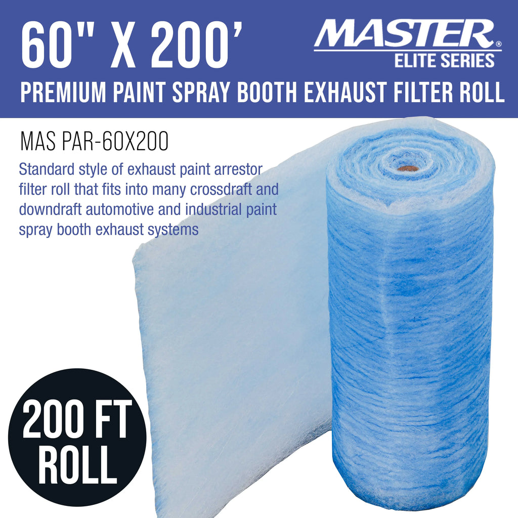 Paint Auto Heavy-Duty 200' Paint Spray - 60" Booth Overspray Roll, Fiberglass in Captures 18 Traps Master Exhaust Booths Refinish Filter Paint Gram Particles Autobody x Elite - Premium Arrestor