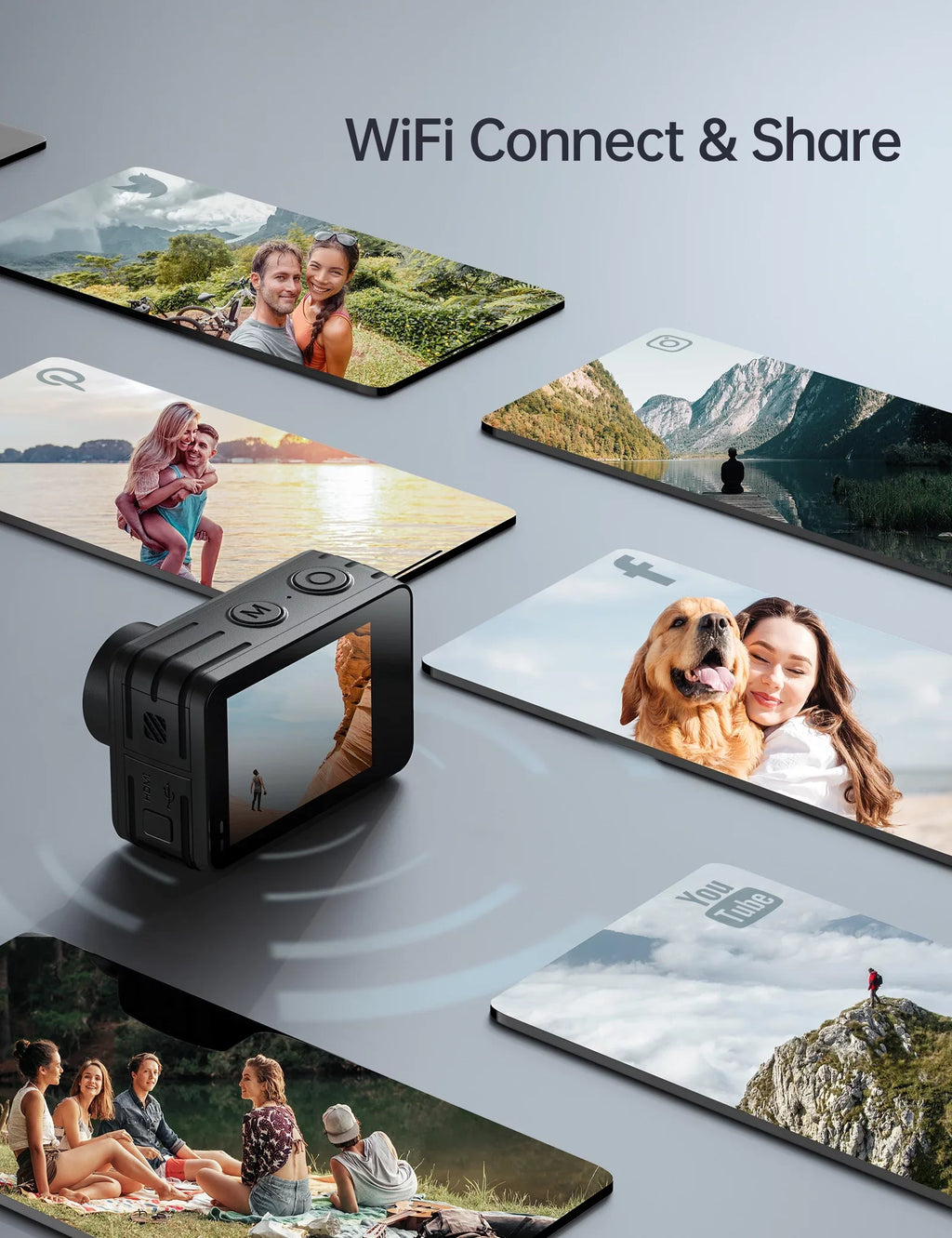 Adjustable 4K/60FPS/24MP 170° 40M Camera, Functions Wide Stabilization Anti-shake 3.0 Camera, Upgraded EIS Action Waterproof Angle Multiple