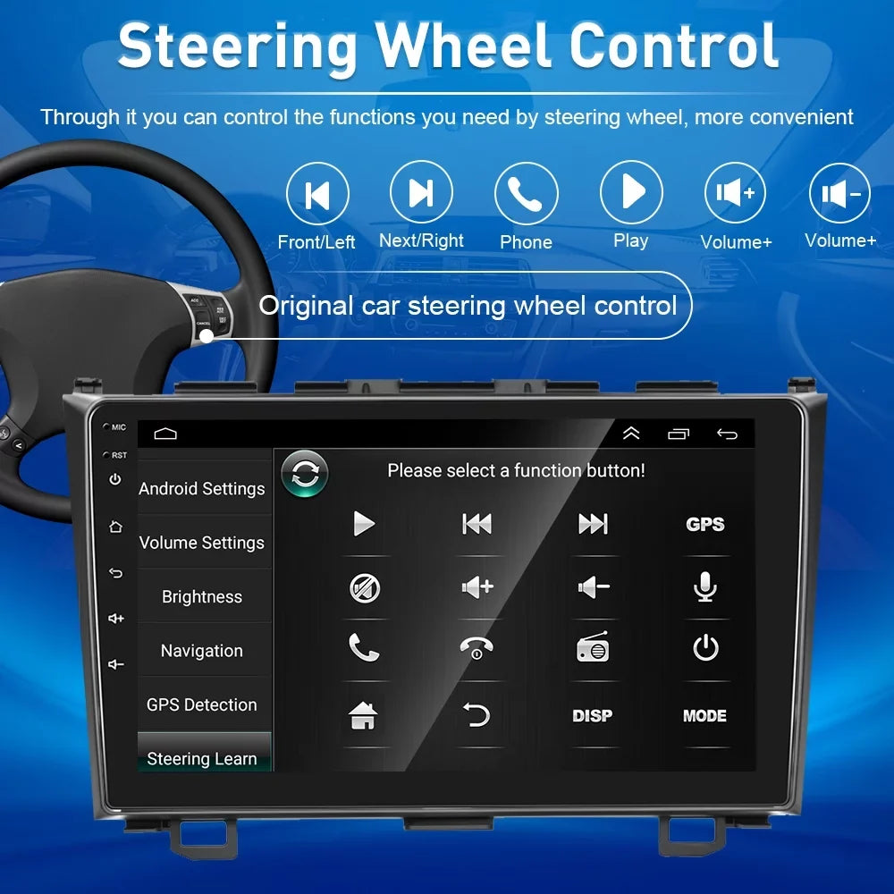 1080P AHD Radio WIFI Touchscreen Stereo 12 Backup Mirror 2007-2011 9'' For Wireless Android CRV FM HD Honda Auto Camera Android Car Carplay Player Bluetooth Link GPS USB Hifi,