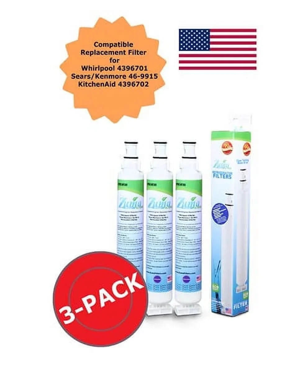Pack ZUMA - EFF-6001A , , , Filter in 3 Compatible Water Ice Brand # with and U.S.A. Made Whirlpool® OPFW3-RF300 - Model