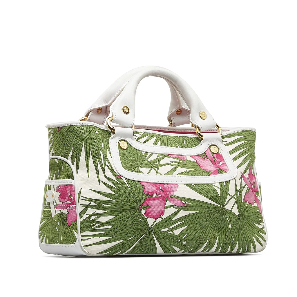 Fabric Green Canvas Boogie HandleBag Pre-Owned Authenticated (Good) Celine Handbag Top Unisex